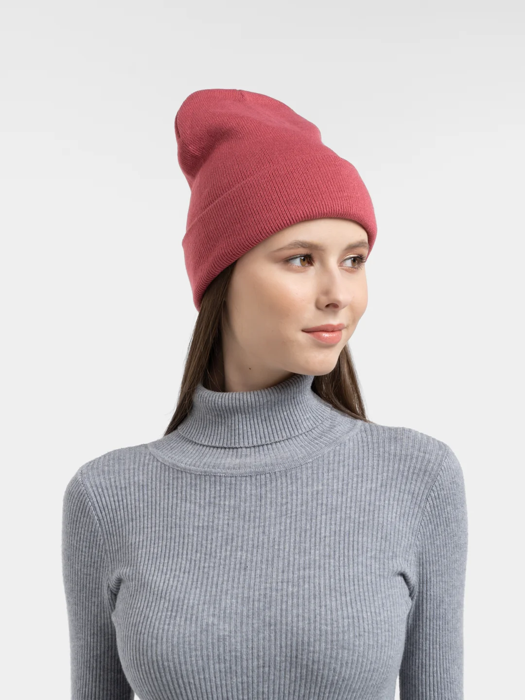 Кораллово-розовый шапка-бини Toprock Caps унисекс, зимняя, 21 цвет
