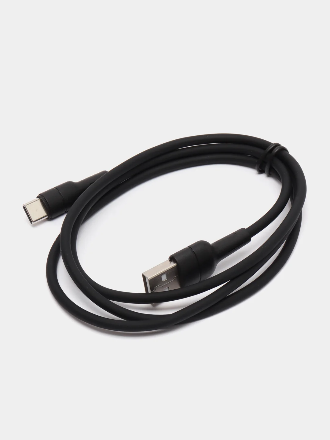 Черный кабель зарядки USB Type-C Borofone BX30 Silicone, 1 метр, круглый, 2.4 A, силикон, 2 цвета