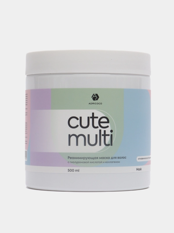 Реанимирующая маска для волос с гиалуроновой кислотой и коллагеном Adricoco Cute Multi 500