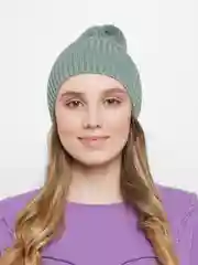 Зелёный хаки шапка женская, вязаная