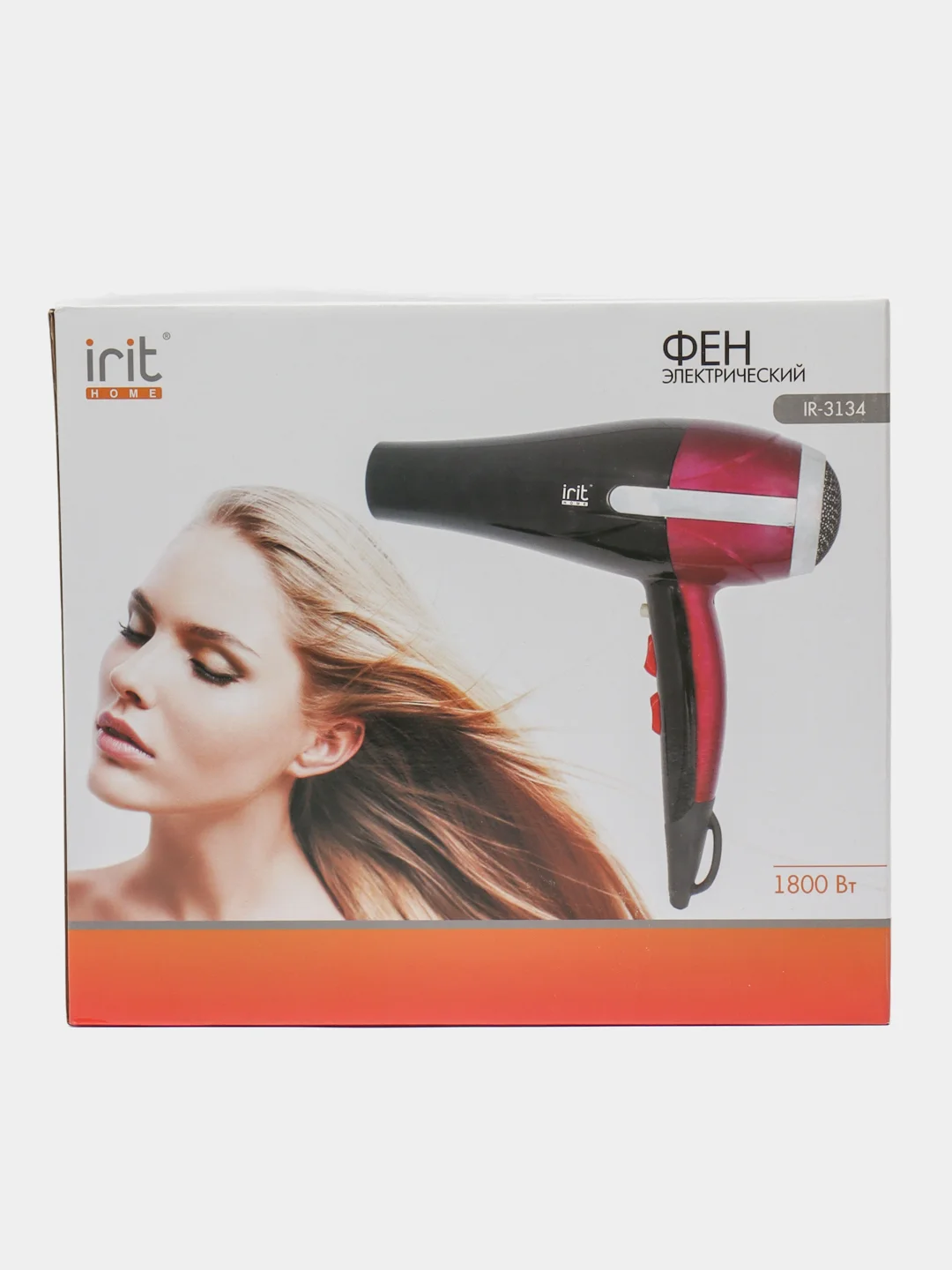 Фен Irit IR-3134, 1800 Вт, 2 скорости, 3 температурных режима, концентратор, чёрно-красный