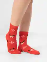 Алый новогодние носки женские