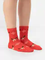 Алый новогодние носки женские