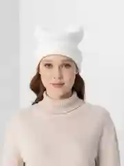 Белый шапка вязаная, двойная, унисекс