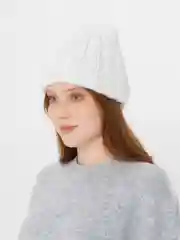 Молочный шапка женская, утеплённая, зимняя, из шерсти, с подкладкой на флисе