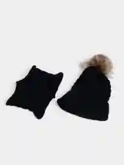 Черный ejik.shop / Шапка и шарф детские, вязаные, унисекс