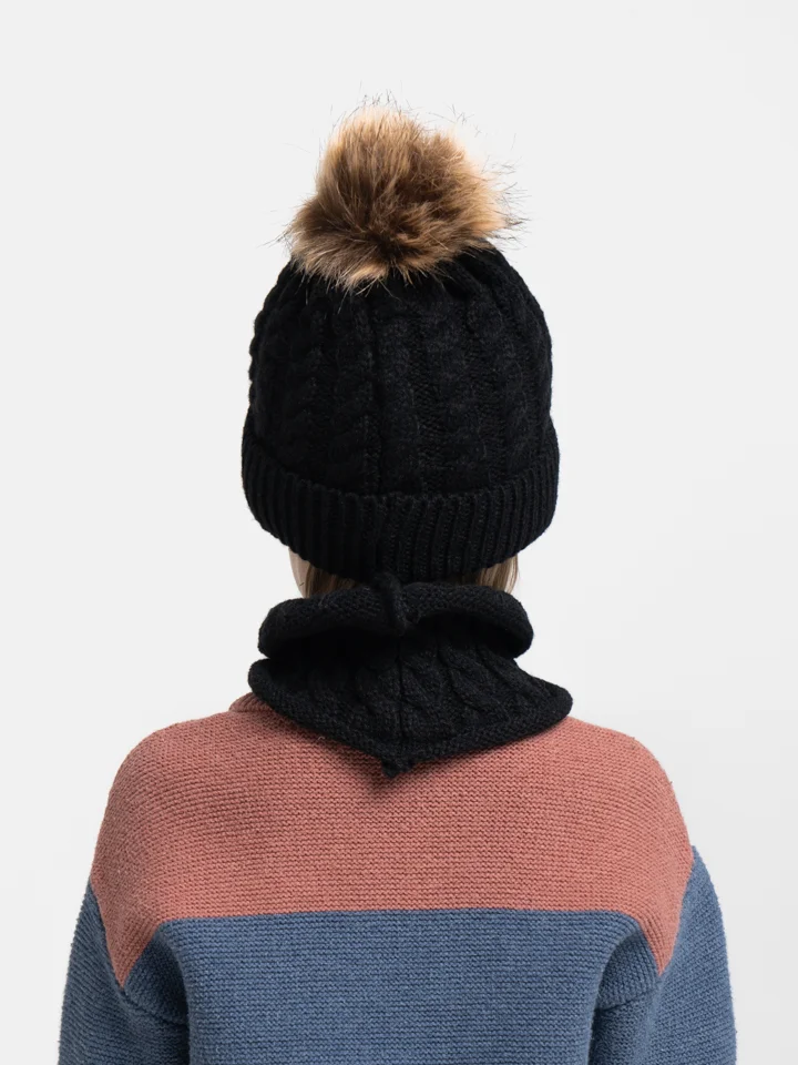 Черный ejik.shop / Шапка и шарф детские, вязаные, унисекс