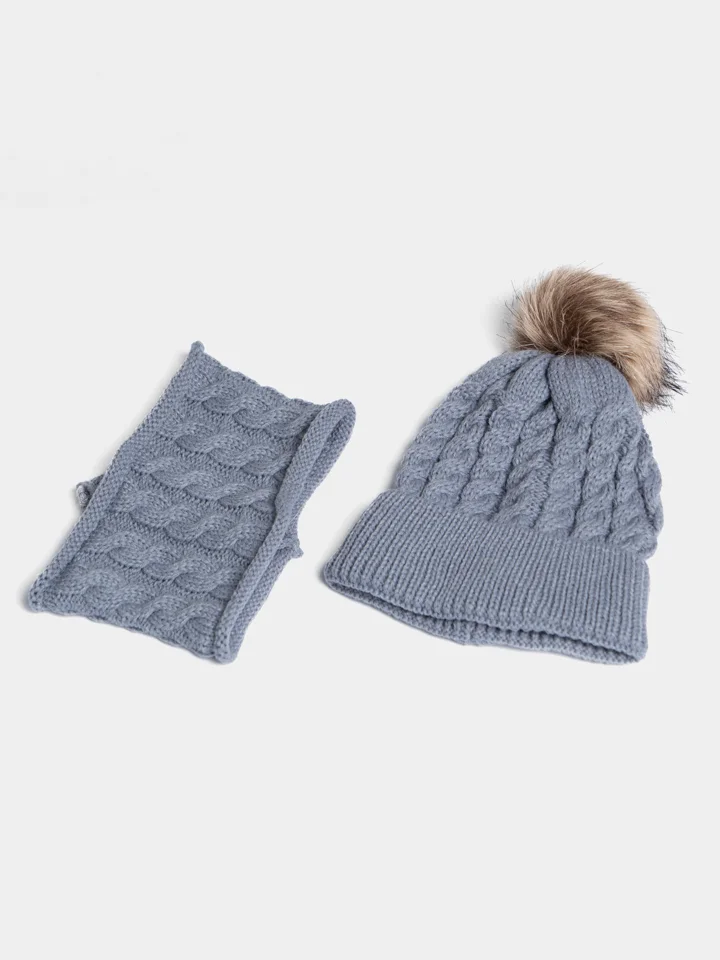 Серый ejik.shop / Шапка и шарф детские, вязаные, унисекс
