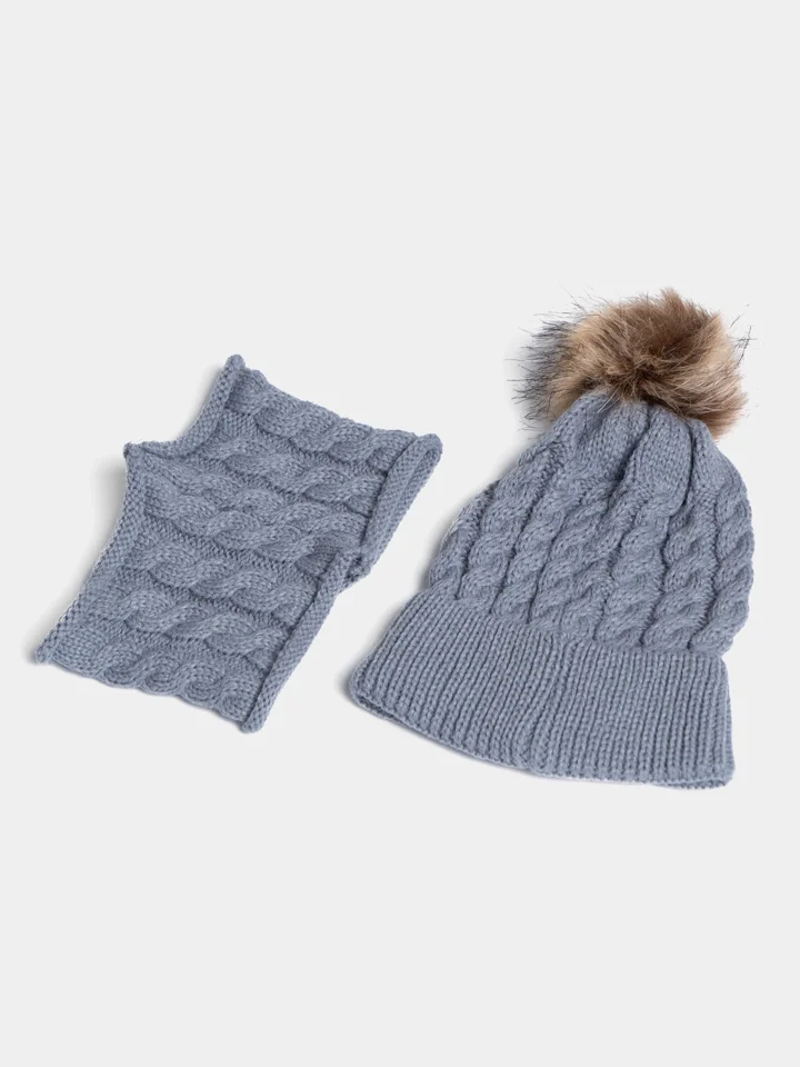 Серый ejik.shop / Шапка и шарф детские, вязаные, унисекс