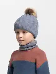 Серый ejik.shop / Шапка и шарф детские, вязаные, унисекс