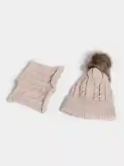 Бежевый ejik.shop / Шапка и шарф детские, вязаные, унисекс