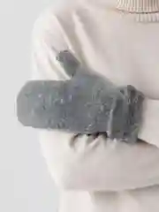 Тёмно-серый варежки женские зимние двухслойные утолщенные шерстяные с возможностью удлинения, 8 цветов