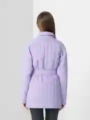 Сиреневый куртка женская, весенняя, с поясом