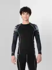 Черный спортивный мужской костюм: рашгард и тайтсы 2 в 1