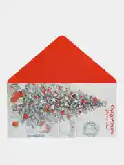 Белый конверт для денег новогодний