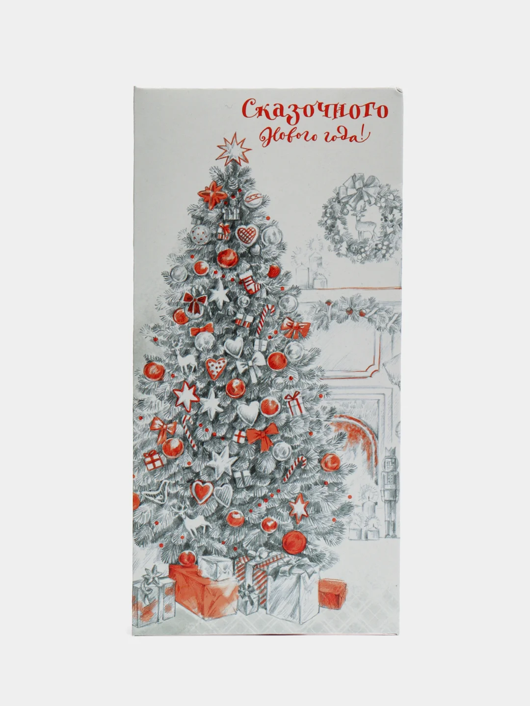 Белый конверт для денег новогодний