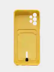 Желтый чехол Samsung Galaxy A13 (Самсунг Галакси А13 4G), силиконовый, с карманом для карты