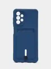 Синий чехол Samsung Galaxy A13 (Самсунг Галакси А13 4G), силиконовый, с карманом для карты
