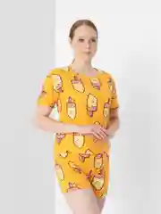 Оранжевый пижама с шортами женская