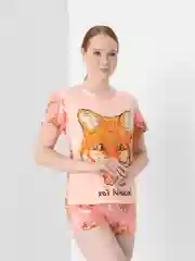 Коралловый пижама женская, с принтом