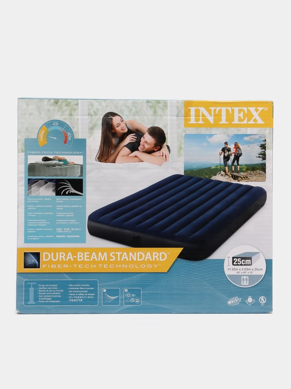 Надувной матрас Intex, велюровый, с насосом
