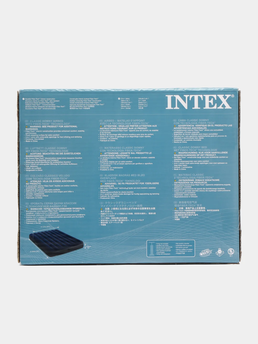 Надувной матрас Intex, велюровый, с насосом