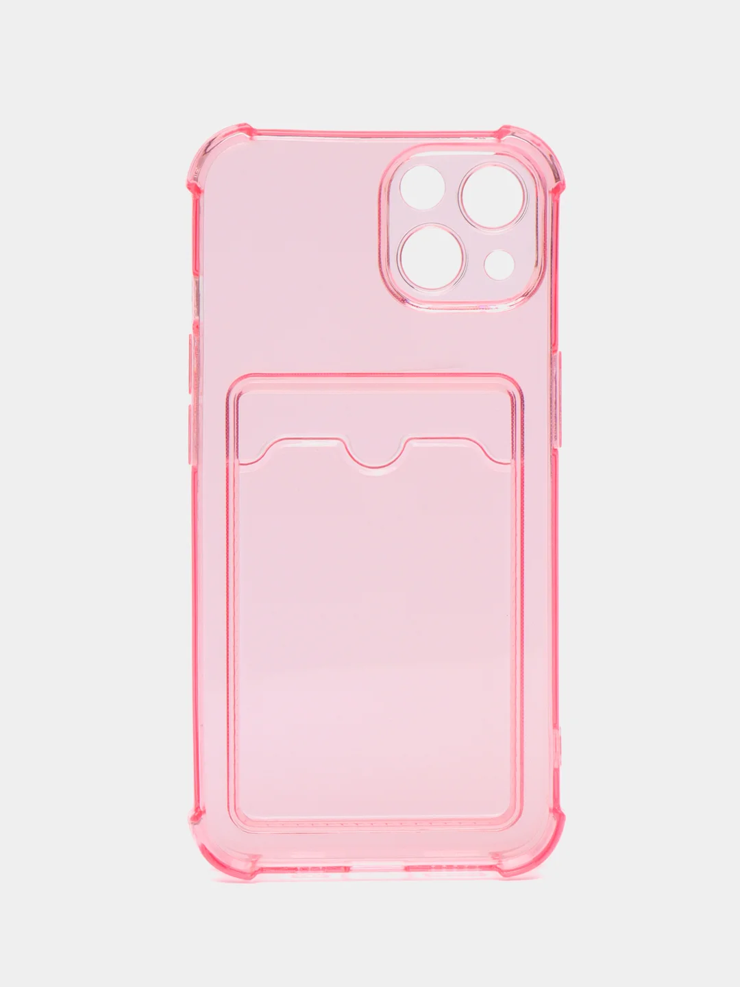 Розовый силиконовый неоновый чехол с визитницей для iPhone 12 / 12Pro / 13 / 13Pro / 13Pro max