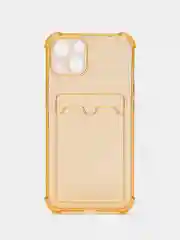 Желтый силиконовый неоновый чехол с визитницей для iPhone 12 / 12Pro / 13 / 13Pro / 13Pro max