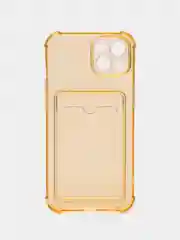 Желтый силиконовый неоновый чехол с визитницей для iPhone 12 / 12Pro / 13 / 13Pro / 13Pro max