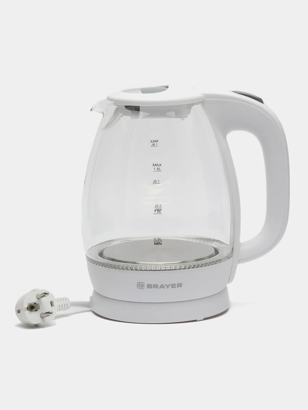 Чайник электрический BRAYER BR1013WH 1,8 л, термостойкое стекло