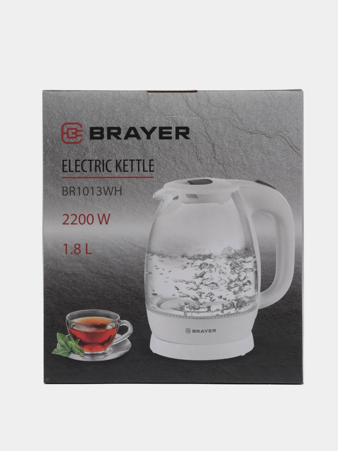 Чайник электрический BRAYER BR1013WH 1,8 л, термостойкое стекло