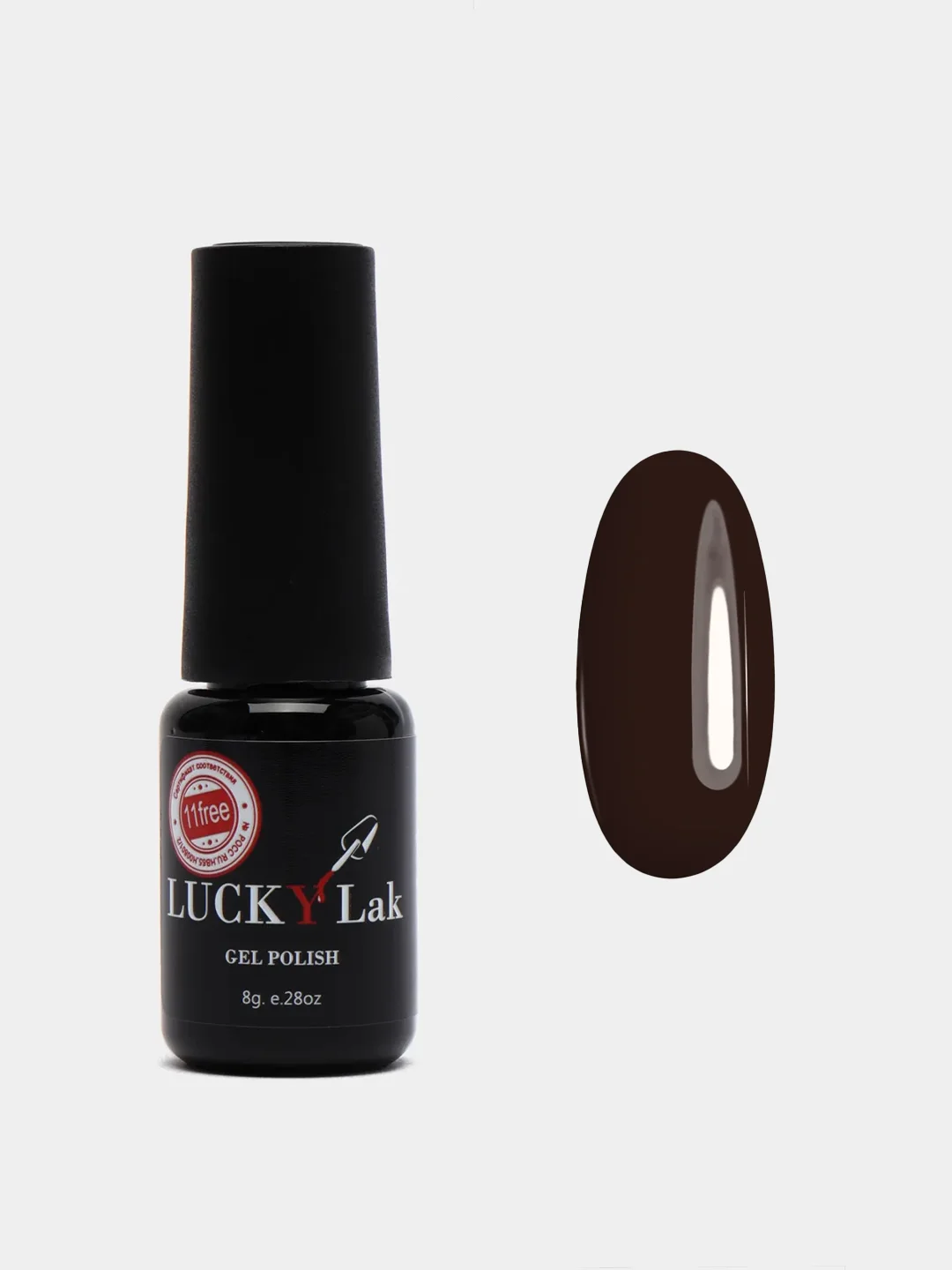 Тёмно-коричневый гель лак для ногтей Luckylak Coler 01 8g, коричневый для маникюра и педикюра