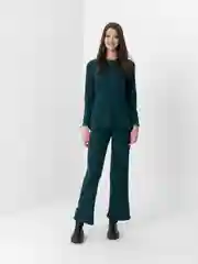 Тёмно-зелёный женский брючный костюм лапша