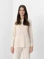 Молочный женский брючный костюм лапша