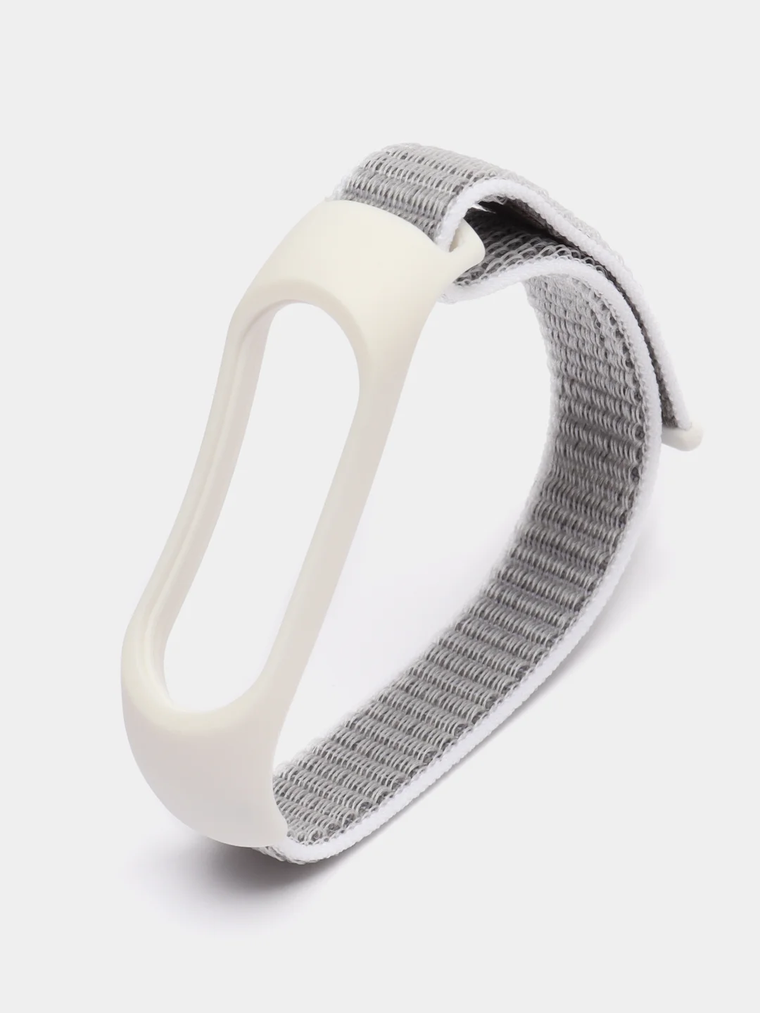 Белый ремешок нейлоновый на липучке для Xiaomi Mi Band 3, Mi Band 4, Band 5, Band 6, Mi Band 7