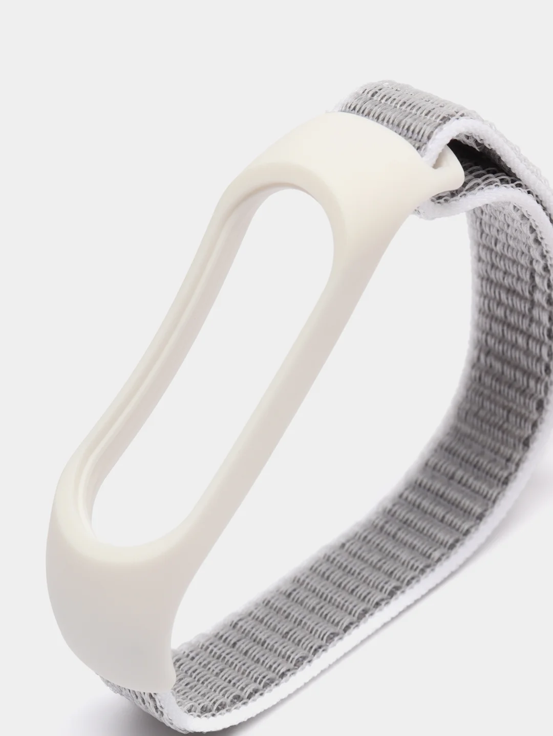 Белый ремешок нейлоновый на липучке для Xiaomi Mi Band 3, Mi Band 4, Band 5, Band 6, Mi Band 7