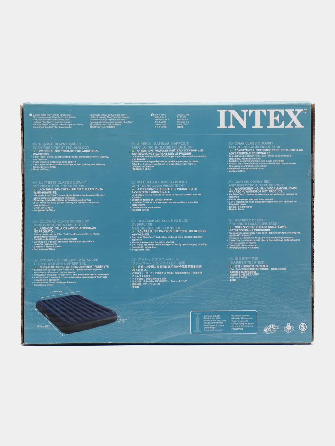 Надувной матрас Intex, велюровый, с насосом