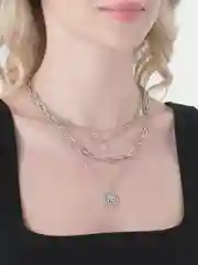 Серебряный многослойное многоуровневая ожерелье