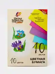 Бумага цветная А4, 10л.10цв.немелованая, в папке Луч Школа творчества 1789-08