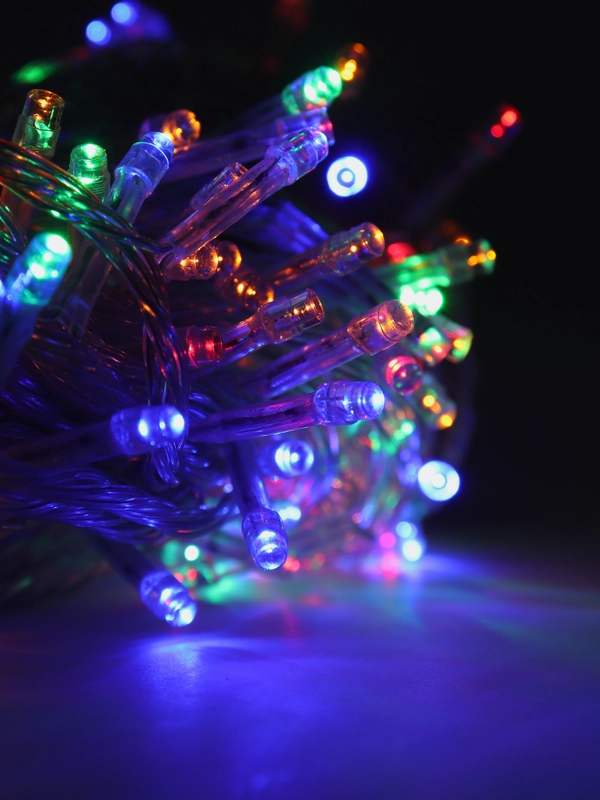 Гирлянда, новогодние украшения, 20 м 200 LED лампочек,разноцветная,прозрачный провод, RGB
