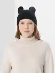 Черный шапка вязаная, двойная, унисекс