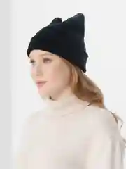 Черный шапка вязаная, двойная, унисекс