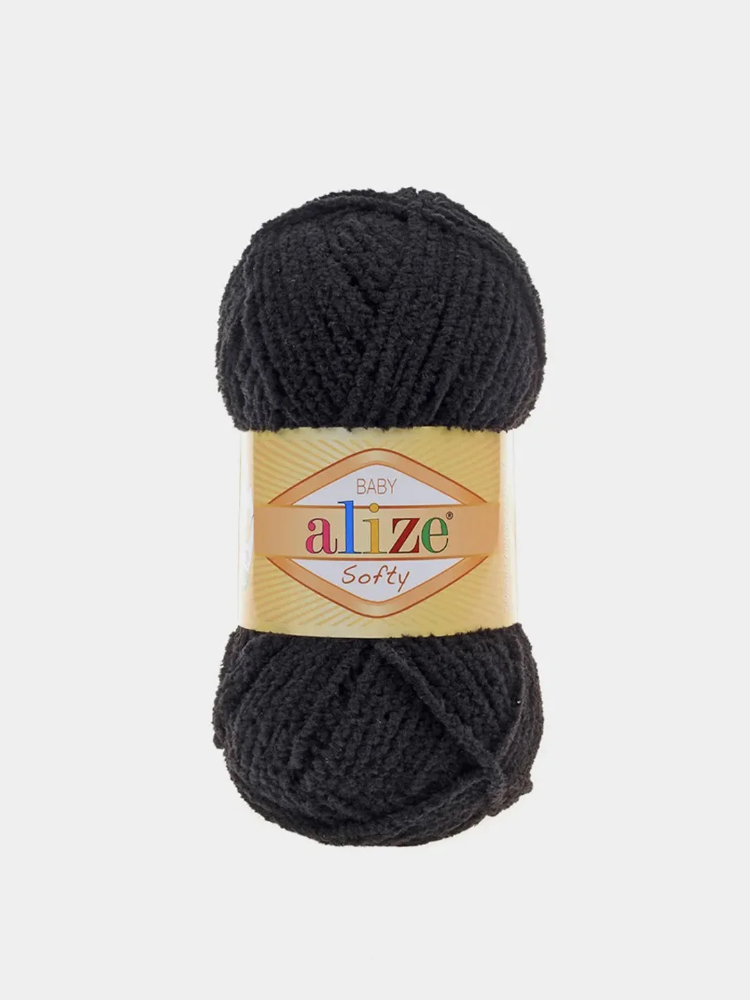 Черный плюшевая пряжа Alize Softy, 50 г, 115 м
