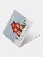 Небесно-голубой мини-открытка "С Новым годом!", 7 х 7 см