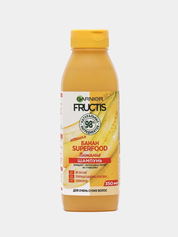 Garnier Fructis шампунь "Банан Superfood Питание" для очень сухих волос, 350 мл