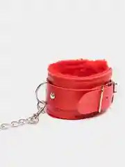 Красный наручники кожаные с мехом БДСМ, мягкие