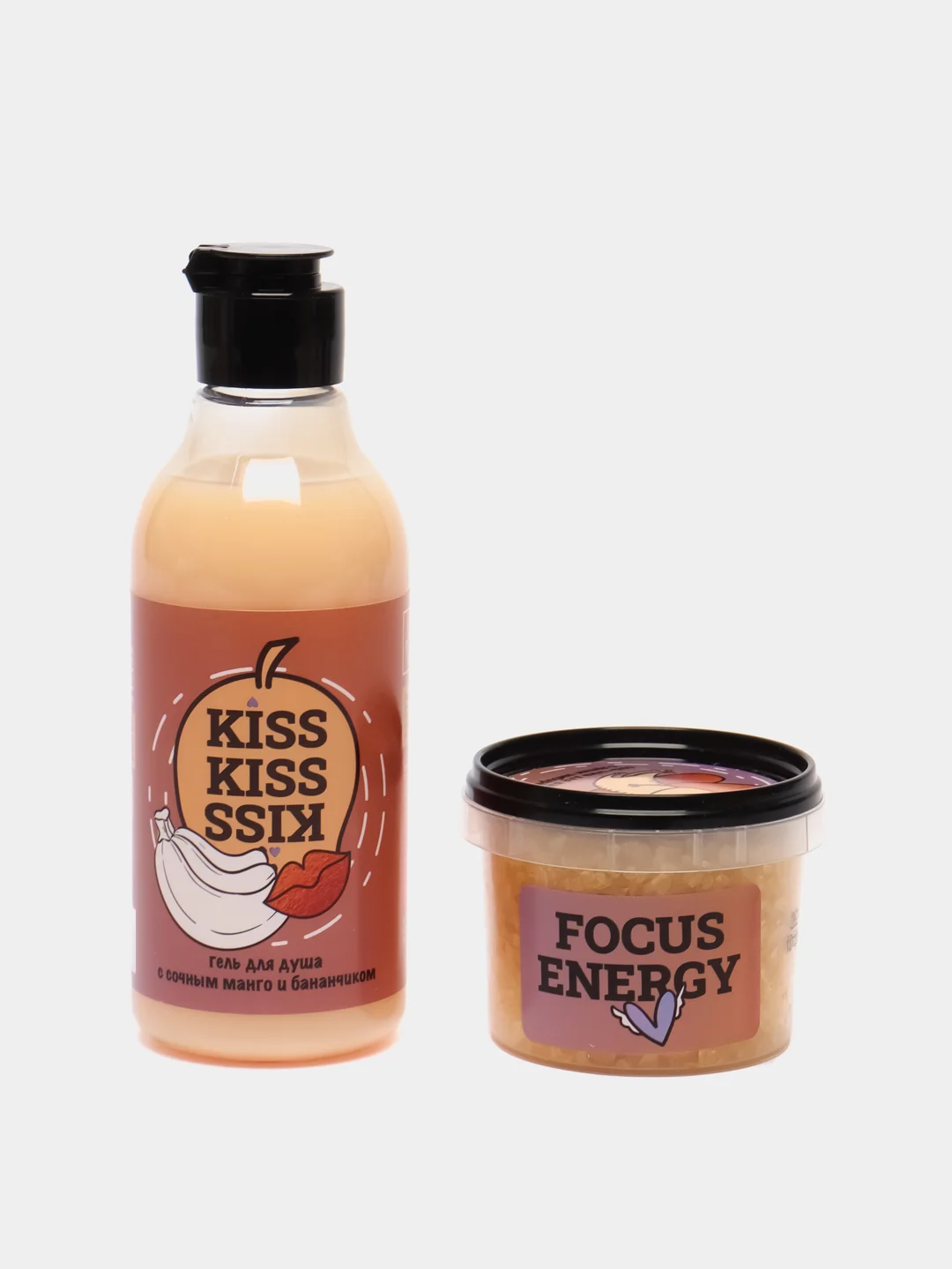 Подарочный набор: гель для душа Kiss, 200 мл + соль-пена Focus energy, 150 г