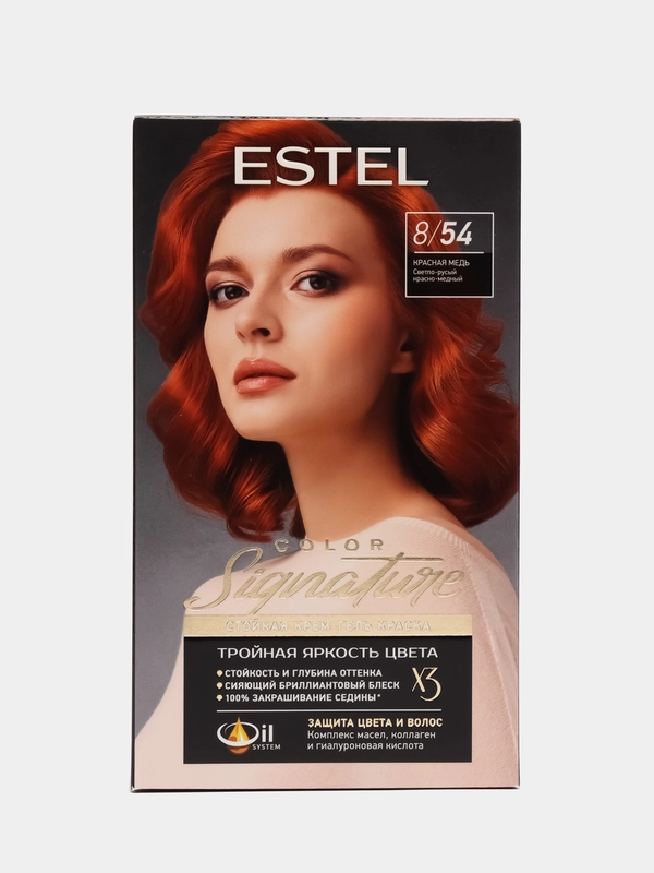 Стойкая крем-гель краска для волос ESTEL COLOR Signature, красная медь 8/54