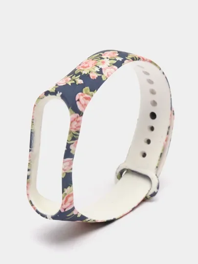 Багровый ремешок с рисунком для Xiaomi Mi Band 3 / Mi Band 4, силиконовый, с принтом