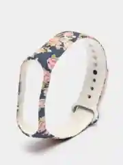 Багровый ремешок с рисунком для Xiaomi Mi Band 3 / Mi Band 4, силиконовый, с принтом